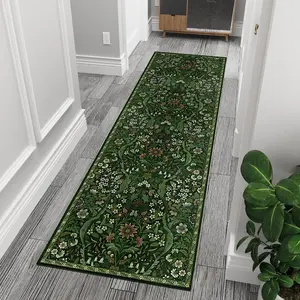 Bohemian Floral Runner Rug, Vintage Stylish Area Carpet for Living Room, Non-Slip Soft Mat, Perfect for Kitchen, Hallway, Bedroom, Boho Washable Rug