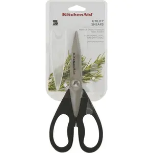 KitchenAid All Purpose Kitchen Shears with Protective Sheath Durable Stainless Steel Scissors, Dishwasher Safe, Soft Grip Comfort Handle, 8.72 Inch, Black
