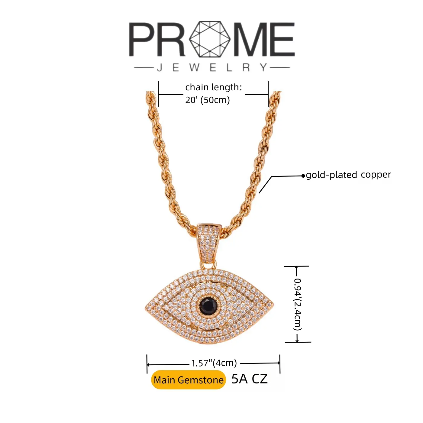 (CN001)Evil Eye Necklace 5A Cubic Zirconia Sparkling Protection Pendant Jewelry for Women, Daily Wear & Gift, High Quality Copper
