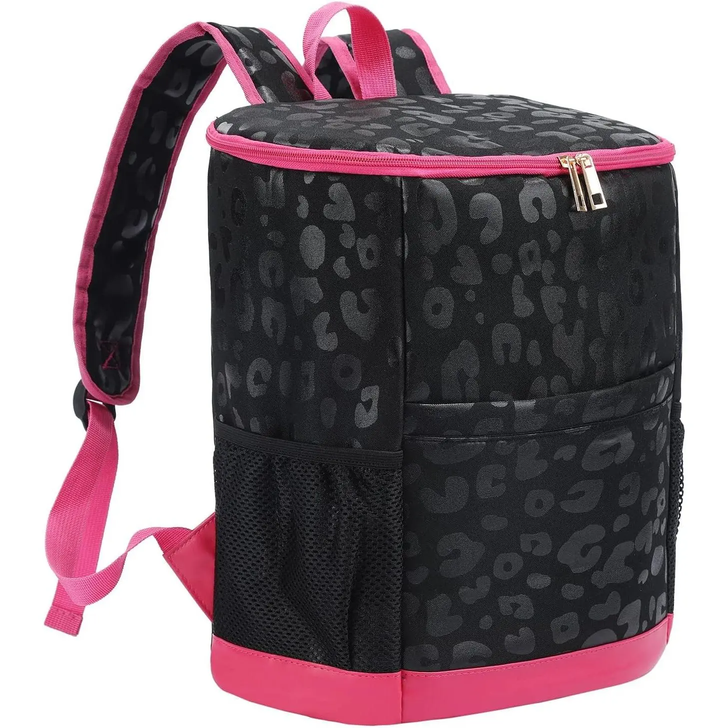 Leopard Camping Cooler Backpack Ice Chest Lunch Backpack 24 Cans Insulated Leak Proof Soft Beach Cooler Bag for Men Women Camping Hiking Picnic Travel Summer