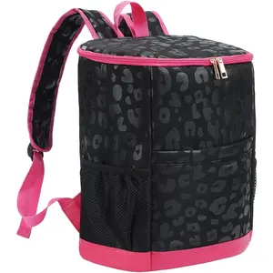Leopard Camping Cooler Backpack Ice Chest Lunch Backpack 24 Cans Insulated Leak Proof Soft Beach Cooler Bag for Men Women Camping Hiking Picnic Travel Summer