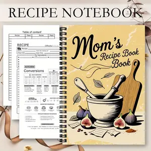 1 recipe spiral notebook, chef's diary, gift for mom, gift for dad, handbook to keep track of your favorite recipes, Spiral Notebook Journal, Spiral Bound Notepad
