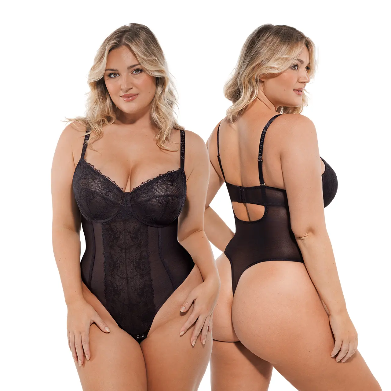 SHAPELLX Lace Glamour AirSlim Cupped Thong Sleeveless Bodysuit Soft Lightweight Lingerie Womenswear