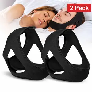 2 Pack-Anti Snoring Chin Strap for Men & Women, Adjustable Airflow Jaw Support Strap to Keep Mouth Closed, Breathable CPAP Chin Strap for Sleep Apnea, Dry Mouth & Snoring Relief