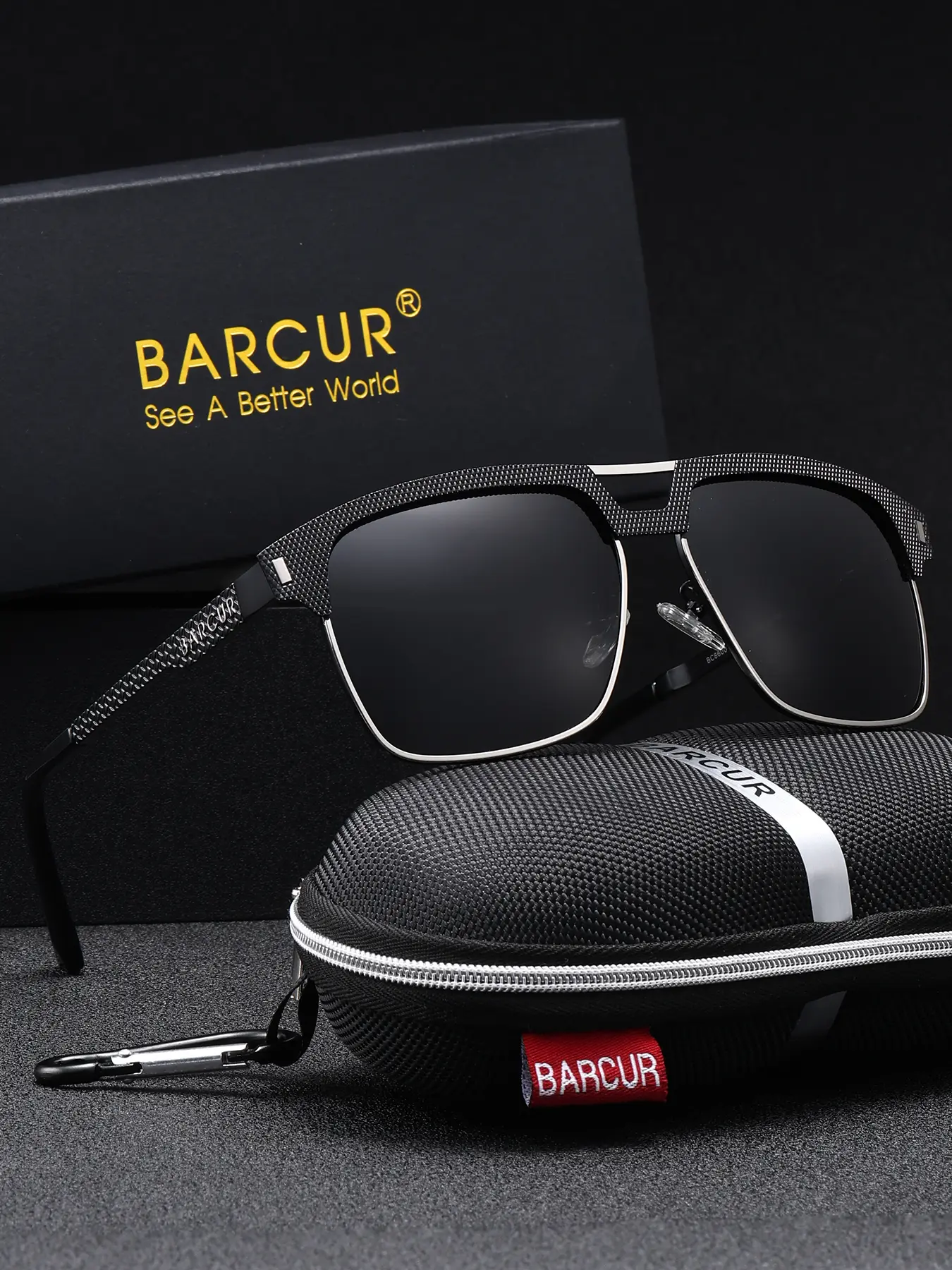BARCUR Original Design Of Metal Material Polarized Sunglasses Unisex Square TAC Dazzling Lenses Dazzling Lenses  Reduce Glare, Driving/Outdoor/Daily Wear Outdoor Matching Glasses Gift Selection