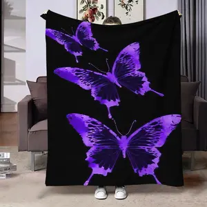 Butterfly Pattern Blanket, 1 Count Soft Throw Blanket, Air Conditioning Blanket, Warm Nap Blanket for Home Office Travel, Gift for Friend