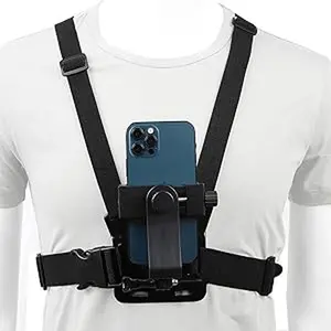 Premium Chest Phones Holder strap Capture Amazing TikTok Videos Hands-Free | Great for Vlogging, Fitness, Hiking, Cycling | Universal Fit for Smartphones | Stable, Lightweight, and Adjustable |Clip Cellphone Stand Mount Rubber