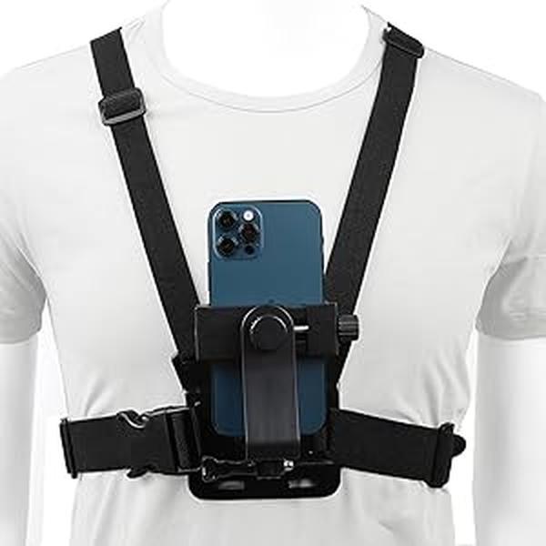 Premium Chest Phones Holder strap Capture Amazing TikTok Videos Hands-Free | Great for Vlogging, Fitness, Hiking, Cycling | Universal Fit for Smartphones | Stable, Lightweight, and Adjustable |Clip Cellphone Stand Mount Rubber