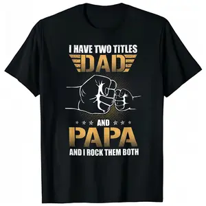 "I Have Two Titles Dad And Papa" Fist Bump Graphic Black Cotton T-Shirt, Fathers Day Gift For Men Tshirt Classic