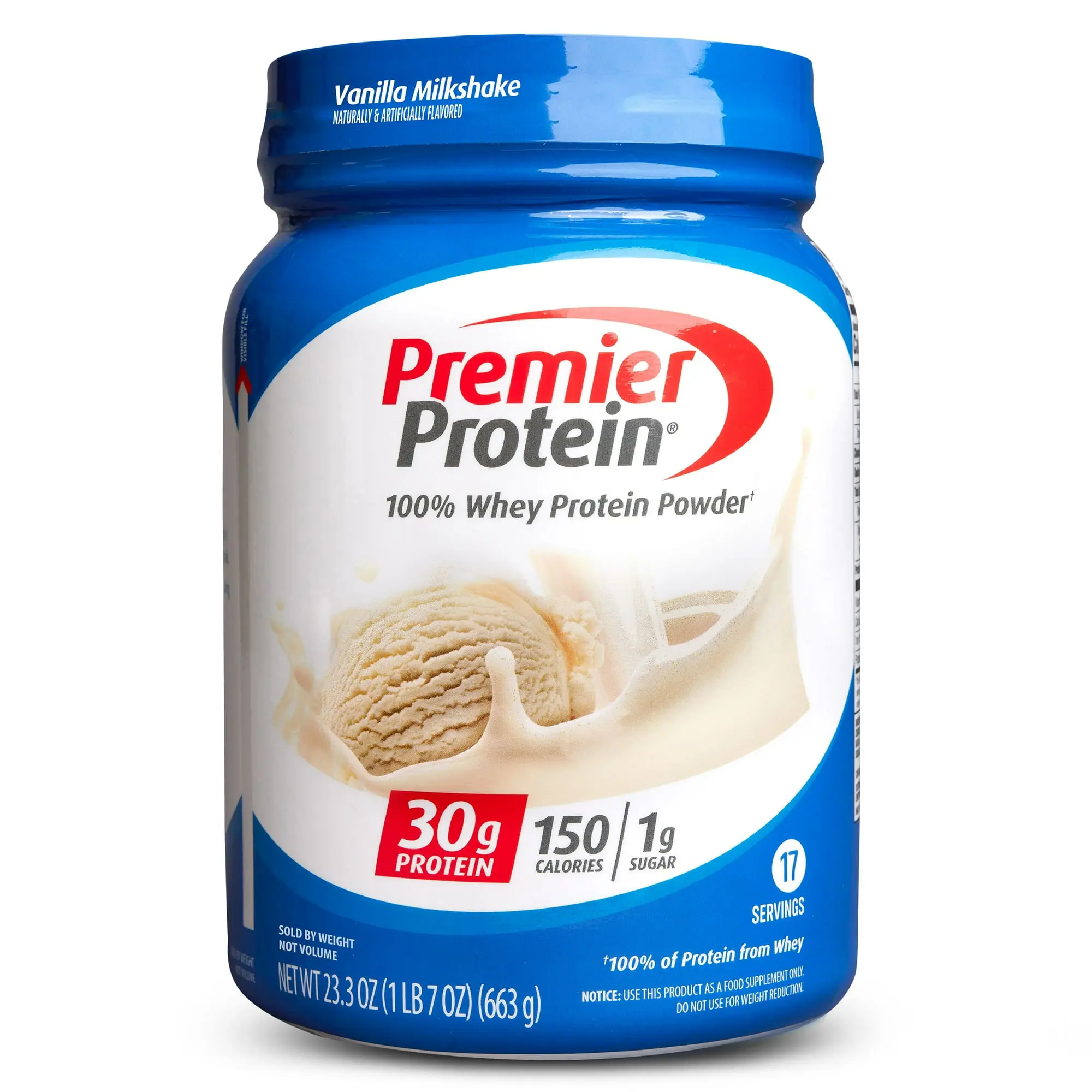 Premier Protein 100% Whey Protein Powder Vanilla Milkshake 30g Protein 23.3 oz 1.7 lb Soy Free Dietary Healthcare Fitness Supplement