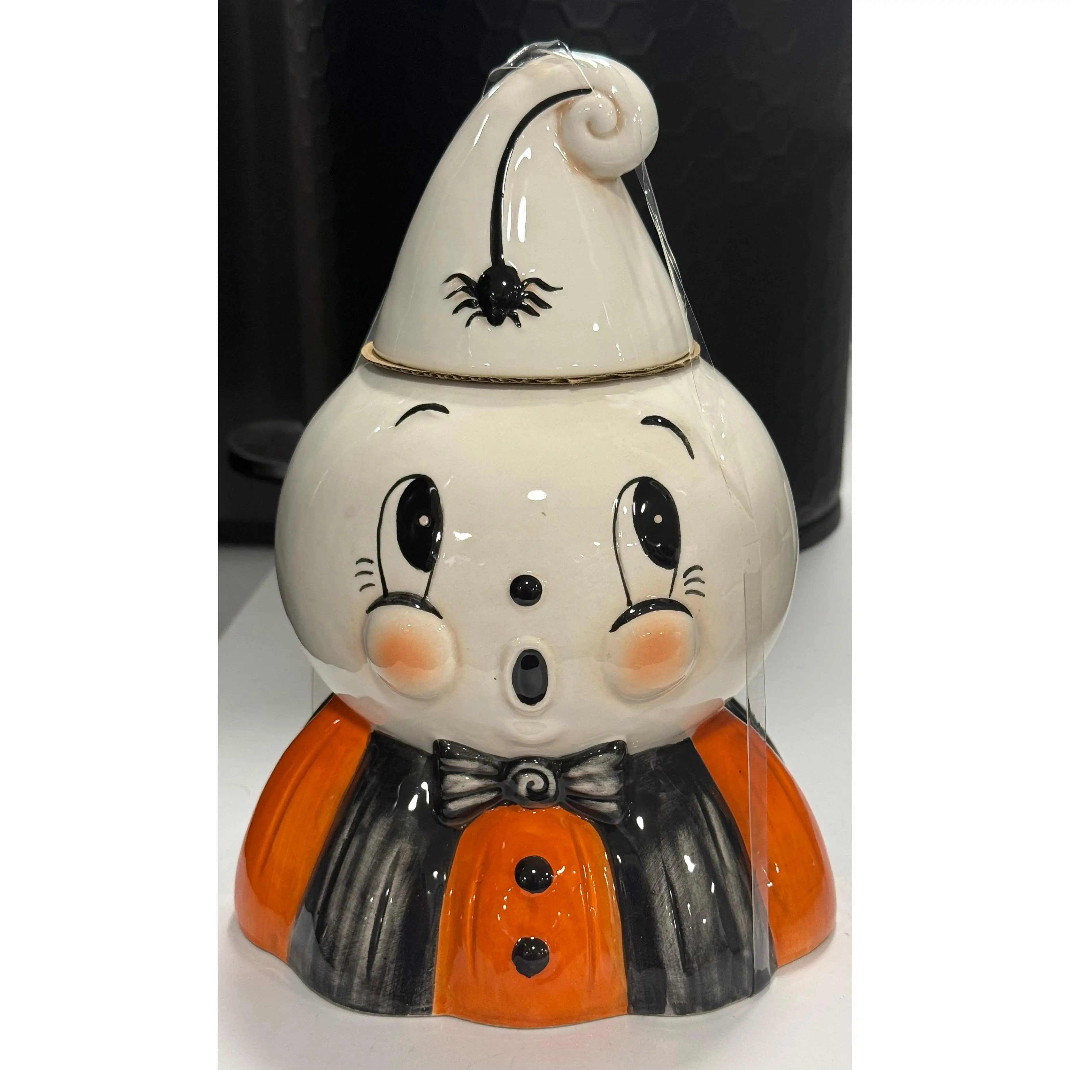 New release ceramic Joanna Parker Gus spider topped cookie jar canister Halloween decor
