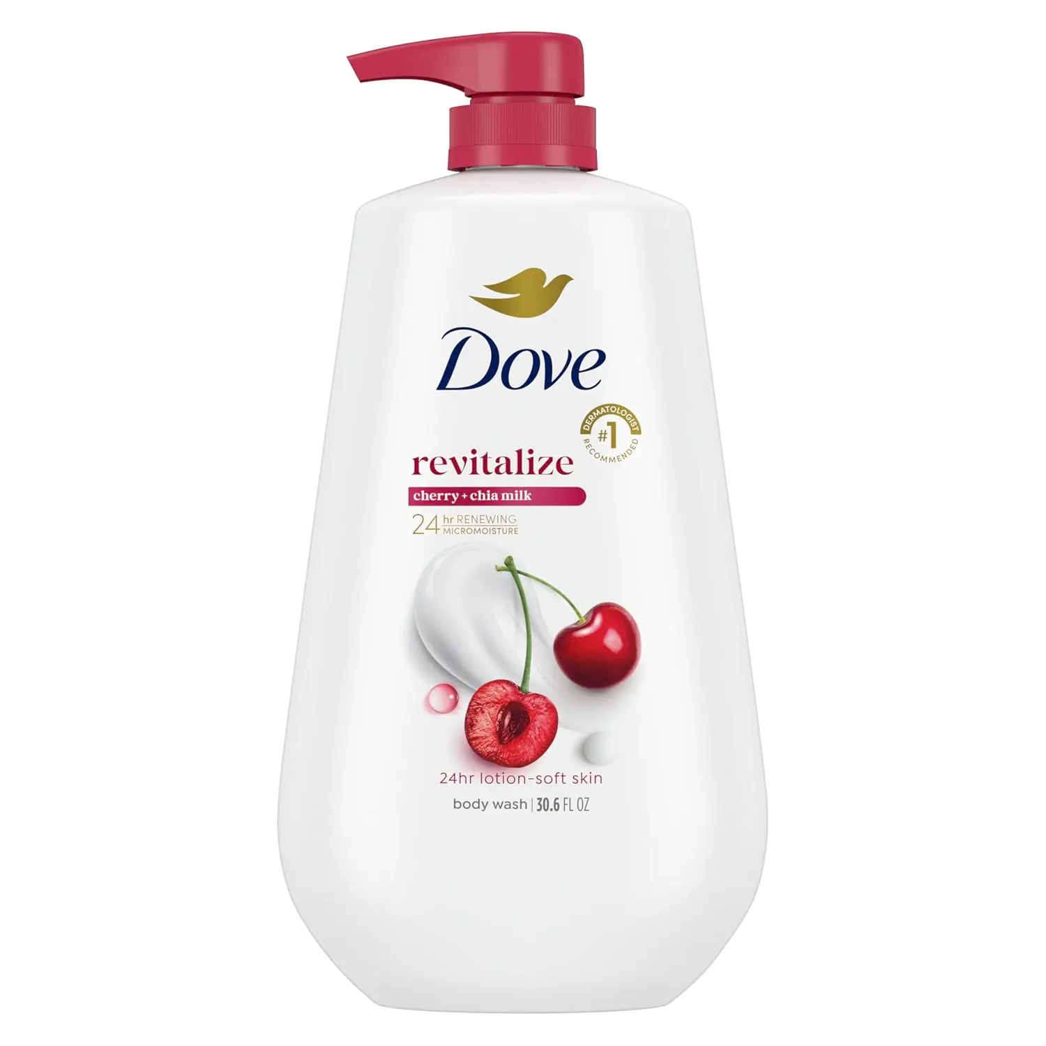 Body Wash Cherry & Chia Milk 30.6 oz Pump, Sulfate Free | Dove Cherry & Chia Milk Body Wash hydrates skin with juicy cherry scent and MicroMoisture technology.