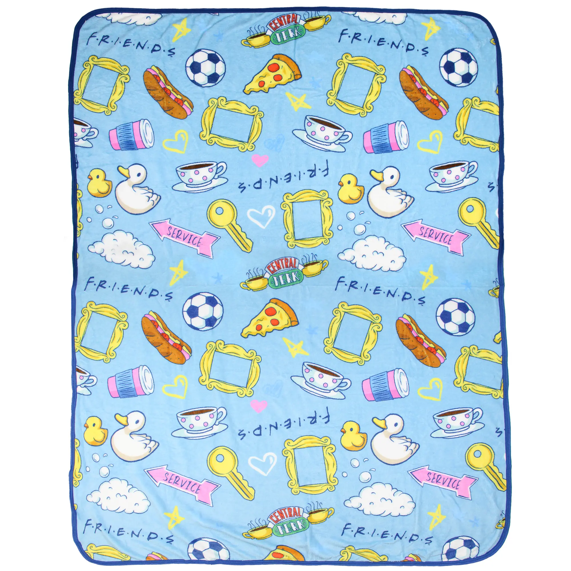Friends TV Show Series Icons Allover Design Logo Plush Throw Blanket, 46in x 60in, Machine Washable, Ideal for Birthday Gifts, 46' X 60'