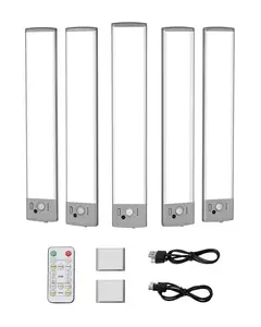 VEVOR Smart Motion Sensor Lights 5 PCS 68 LED Battery Operated Under Cabinet Lighting with USB Charging & Dimmable Color Temperature for Closets & Kitchens