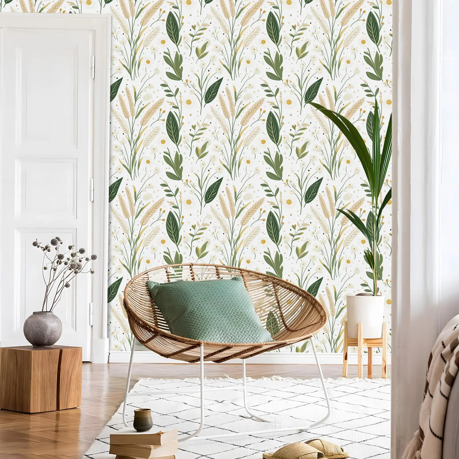 Self-Adhesive Wheat Sheaf Wallpaper Roll, Waterproof Peelable Wall Sticker, Moisture-Proof Removable Contact Paper, Easy Installation
