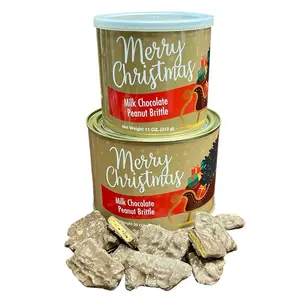 Try My Nuts Merry Christmas Milk Chocolate Peanut Brittle - Choose between 11 oz. or 20 oz.