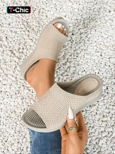 Women's Solid Color Mesh Breathable Slides, Lightweight Breathable Slippers, Casual Comfortable Non-slip Slippers for Indoor Outdoor Wear, All-match Slippers for Daily Wear, Walking Shoes