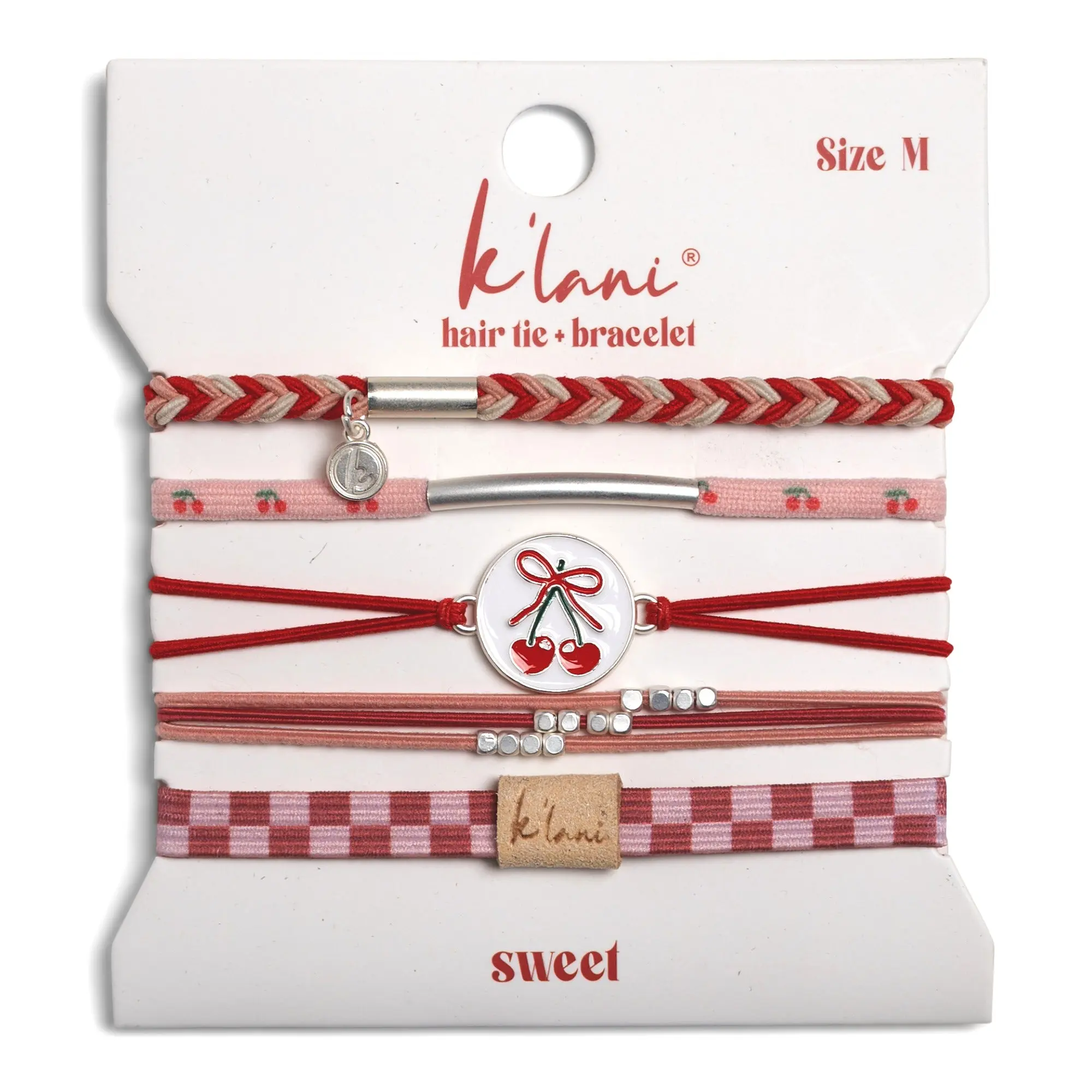 "Sweet" Pink Cherry Hair Tie Bracelets