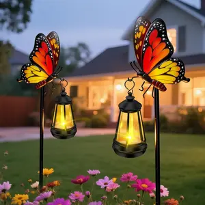 Solar Lights Outdoor Waterproof Butterfly Garden Decor, 32.28in Garden Butterfly Stakes with Solar Lights, Birthday Gifts for Women Mom