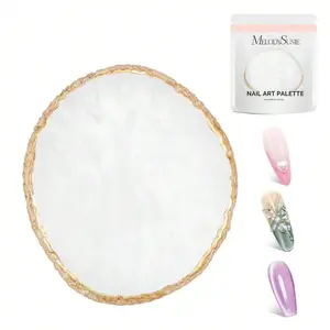 Gold Rim Resin Tray Jewelry Display Dish Aesthetic Ring Holder Perfume Organizer Nail Art Palette Vanity Decor Luxury Home Accessories
