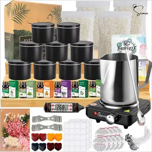 Sivora Deluxe Soy Candle Making Kit with Soy Wax, Scents, Frosted Glass Jars, Wicks, Dyes, Melting Pot