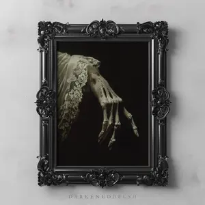 Elegant Skeleton Hand Painting Gothic Romance Art, Dark Academia Decor, Victorian Macabre, Moody Vintage Art Gothic Moody Wall Art A