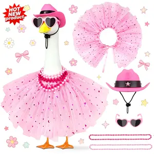 23 inches Princess Porch Goose Outfits Summer Goose Clothes Cute Goose Outfit with Tutu Saree Costume Fits for Outdoor Garden Lawn Art Decor