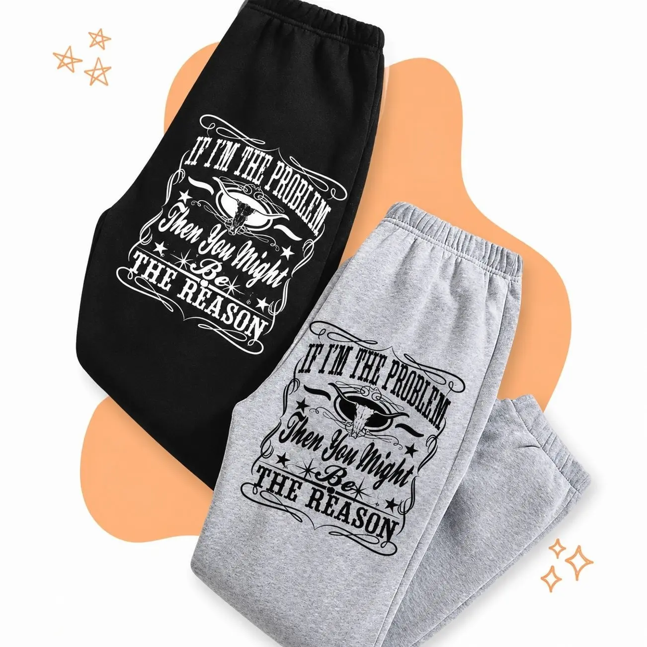 Vintage If I'm The Problem Then You Might Be The Reason Printed Sweatpants, Western Sweatpants, Country Music Sweatpants, Gift For him/her 5