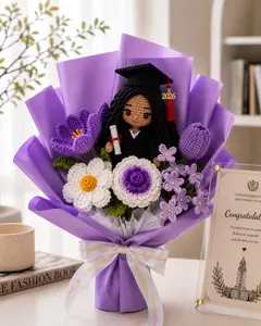 The Sweetest Graduation Gift 2026 | Handmade Crochet Grad Bouquet with Personalized Doll | Aesthetic Keepsake Flowers for Girls | Cute Dorm & Home Decor