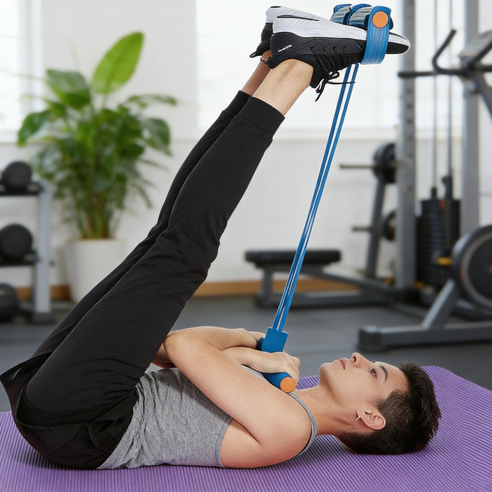 Multifunctional tension rope, 4-tube elastic yoga pedal tension belt, natural latex tension rope fitness equipment, for abdominal/waist/arm/leg stretching
