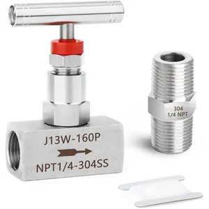 TAISHER 1PCS 304 Stainless Steel High Pressure Straight Needle Valve 1/4" Female NPT For Flow Control Water Gas Oil With Nipple