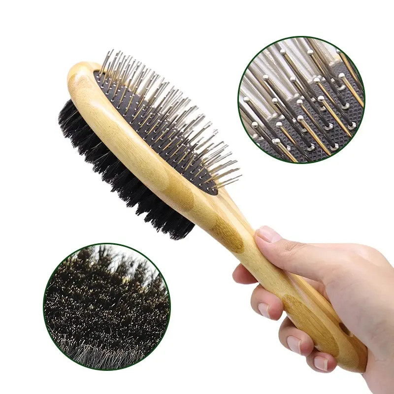 Stainless Steel Pet Deshedding Tool - Detangling Hair Remover Paddle, Blow Dryer Grooming Comb for Dogs & Cats, Universal Beauty/Hair Care Clean Tool, Custom Logo Available, US Stock
