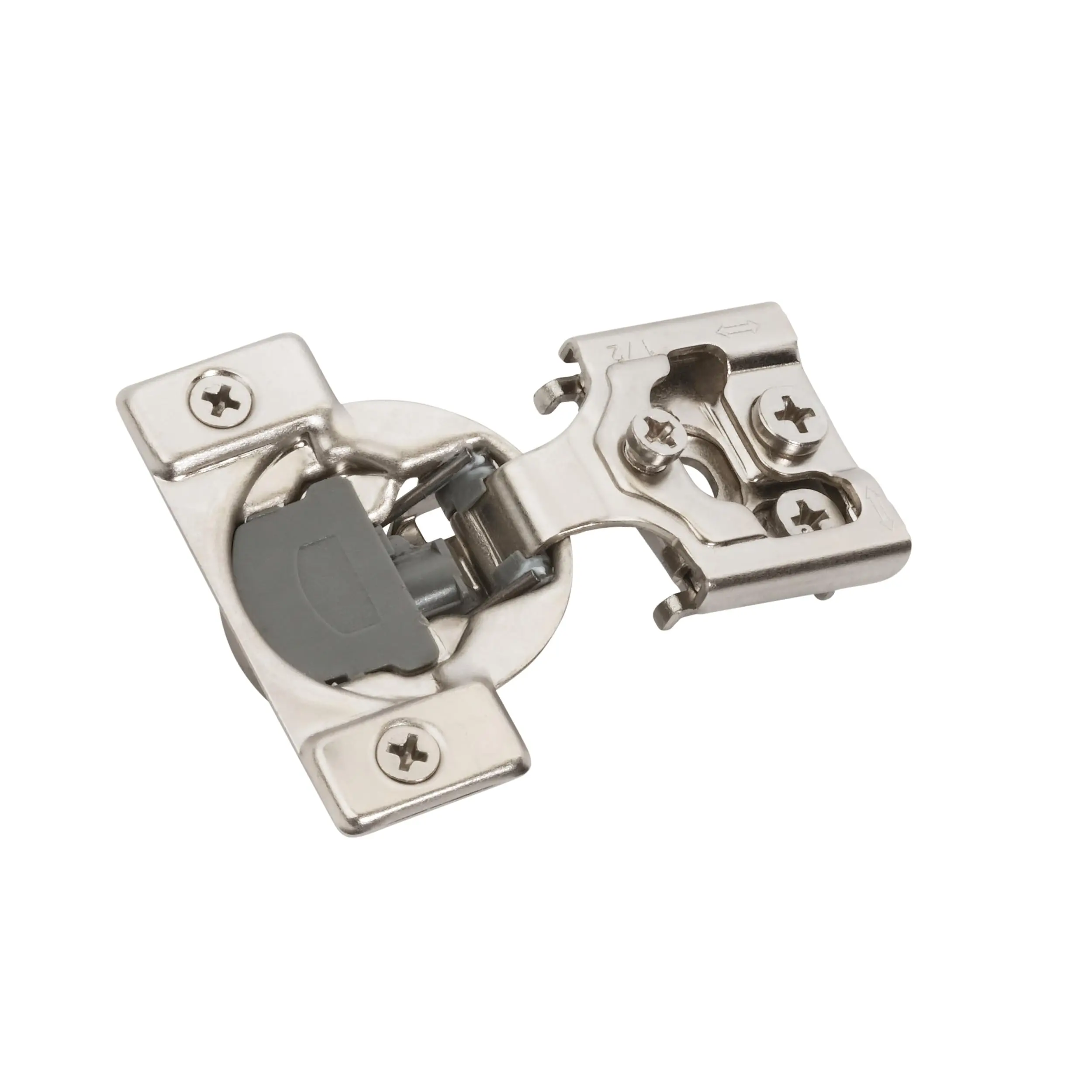 2 Pack 1/2 inch Overlay Soft-Closing Compact Concealed Hinge for Face Frame Cabinet  105-degree Opening Angle with 3-Way adjustability