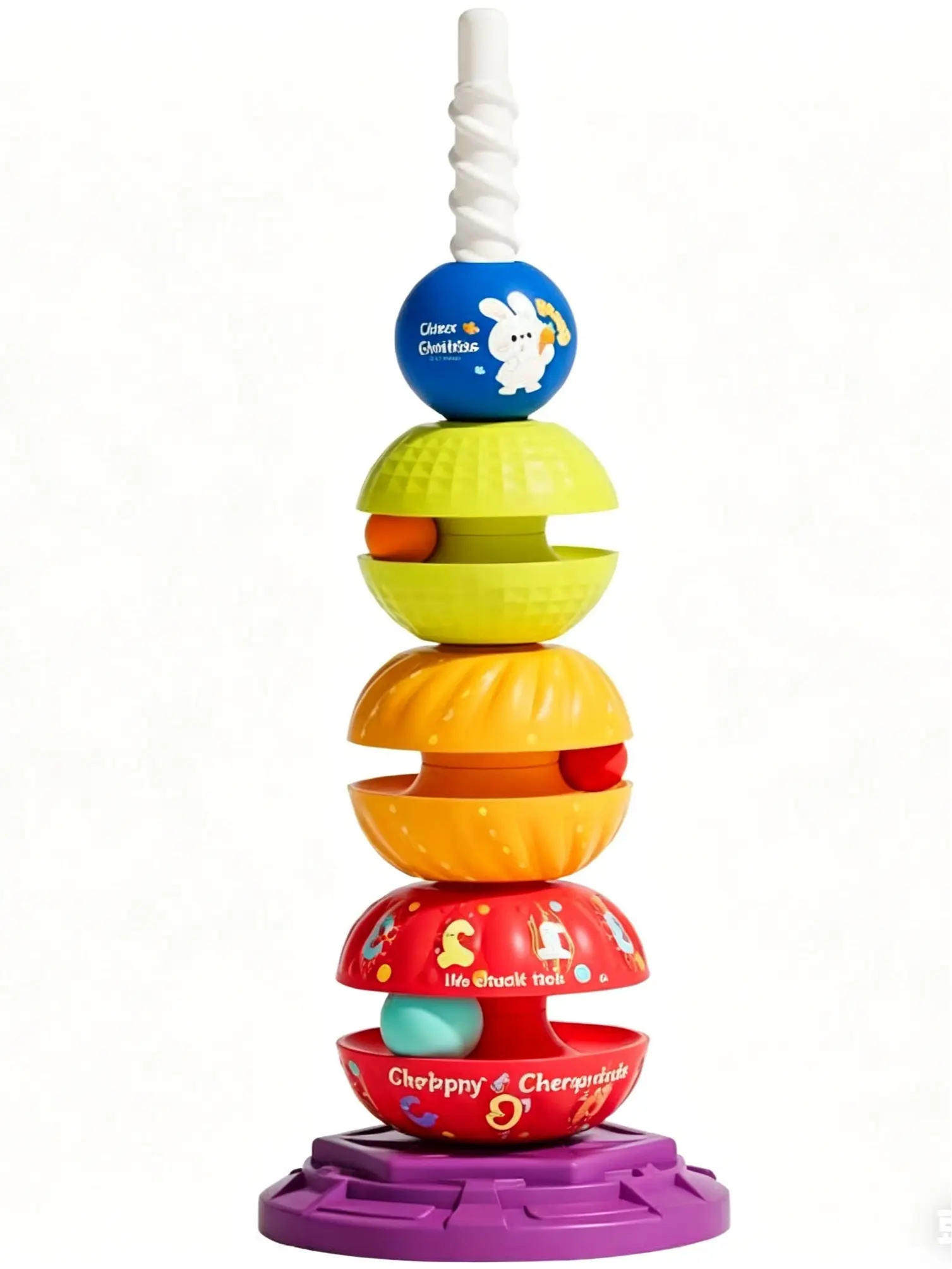 Baby Rainbow Spinning Stacking Tower Toy - BPA Phthalate-Free BPA Free PVC, Tower Shape, Smooth Spinning, Lightweight Grip, Fine Motor Skills Children Development, Daily Play, Ideal for 6 Months-8 Years Old, Baby Shower/Birthday Gifts
