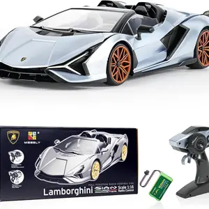 MIEBELY Officially Licensed Lamborghini Remotely Controlled Car, 1:16 Scale High-Speed 2WD Brushless 7.4V 500mAh 12Km/h RC Drift Car with LED Lights, 2.4Ghz Model Toy for Ages 6+ Collectors, Birthday Gift
