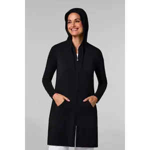 Women's Long Zip-Up Hoodie | Black