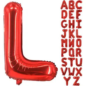 40 Inch Large Red Letter L Balloons Big Size Jumbo Mylar Foil Helium Balloon for Birthday Party Celebration Decorations Alphabet Red L