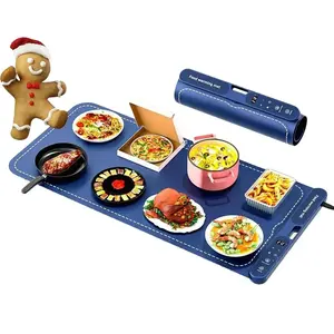 Food Warming Mat Extra Large 32"x15", Silicone with Heat-Resistant Pad, Food Warmer Trays for Chafing Dishes & Buffet, Portable Countertop for Parties, 7-Level Temp 8-Hour Timer，0.55in elevated feet :better heat dissipation & Burn Prevention stock in US