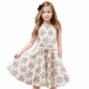 Girls Vintage Dress 50s Retro Twirling Special Occasion Dresses Size 6-14 Sleeveless Kids Dress