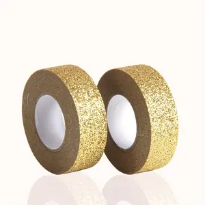 1pc Golden Glitter Paper Tape Decoration Craft Self-adhesive Paste Adhesive Glitter Trim, Glitter Flake Tape Paper Golden Powder Tape Small Curling Powder Color Tape, Glue Tape