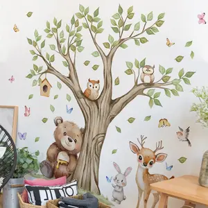 A set of two (30*90cm*2pcs) new-style wall stickers, Wall art stickers, featuring little bears, small animals and trees, suitable for bedroom, living room background walls, home decoration, model M16627