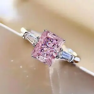 AAA Pink Cubic Zirconia Finger Rings for Women Wedding Engagement Party Rings Good Quality Fashion Jewelry