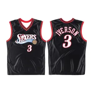 American Men's Basketball Jersey Retro Classic Jersey 2000/01 Version Philadelphia No. 3 Allen Iverson Black Classic