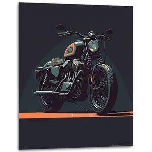 “Darkness” - Retro Harley Sportster 883 - Motorcycle Poster - Harley Motorcycle Art Print for Room - (Unframed) - 11x14 Inches