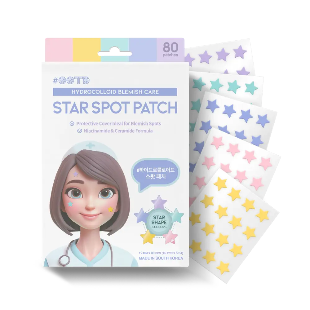 #OOTD Star Pimple Patches – Hydrocolloid Blemish & Spot Patch for Face, Cute Pastel Colors, Niacinamide & Ceramide, K-Beauty Skincare – Stocking Stuffer for Teen Girls – 80 Count