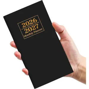 Pocket Calendar 2026-2027 for Purse Two Year Monthly Planner Pocket Size Jan 2026 to Dec 2027 Small Size (6.5" x 3.5") Black