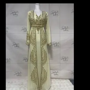 Stunning Gold Beads Chiffon Kaftan with Matching Belt - Available in Eight Colors for Stylish Wear