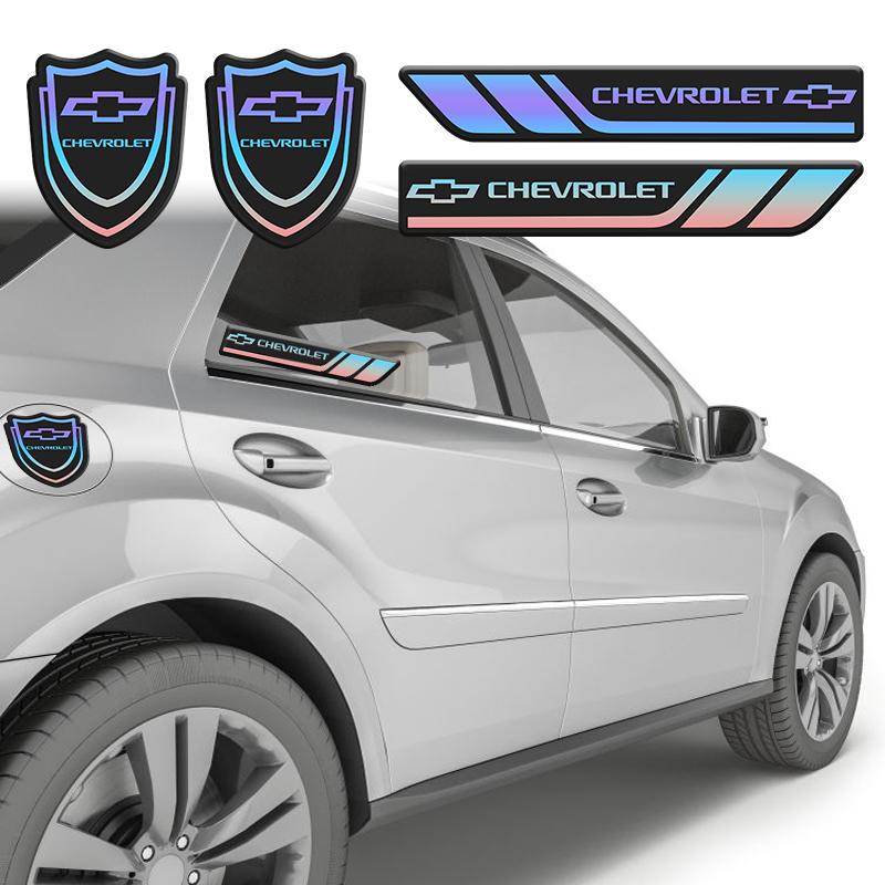 For Chevrolet car body decorative stickers, 4-piece set, car stickers, polycarbonate (PC) material, colorful waterproof stickers, car emblem stickers