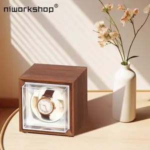 1pc Niworkshop Single Watch Winder for Automatic Watches,Wooden Watch Box,1 Slot Watch Storage Case with Soft Pillow and Quiet Motor