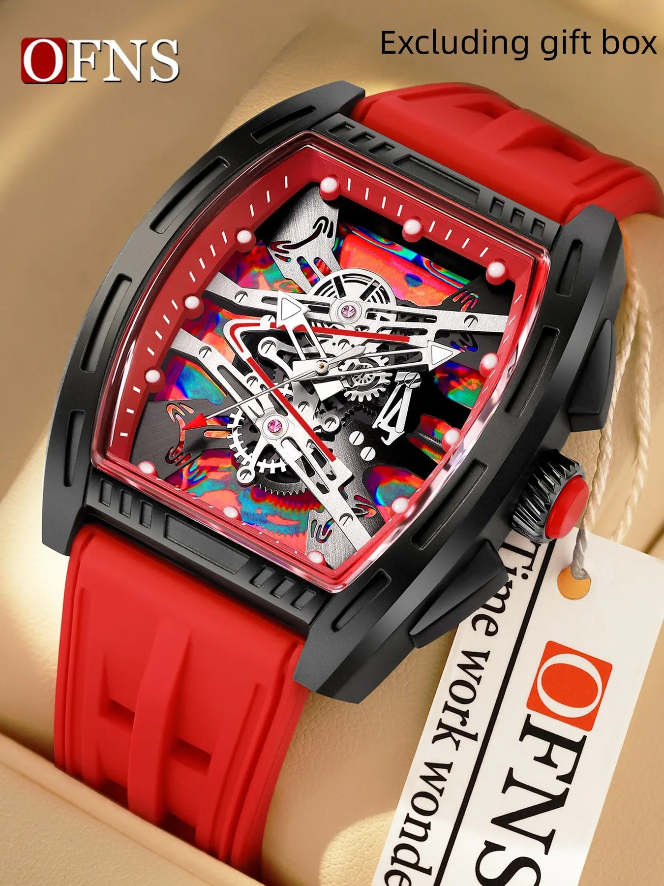 OFNS New Fashionable Design Colorful Men's Watch Silicone Strap Quartz Men's Watch, the Best Gift for Boyfriend, Modern Casual Wristwatch, Modern Trendy Watch, Fashionable Watches